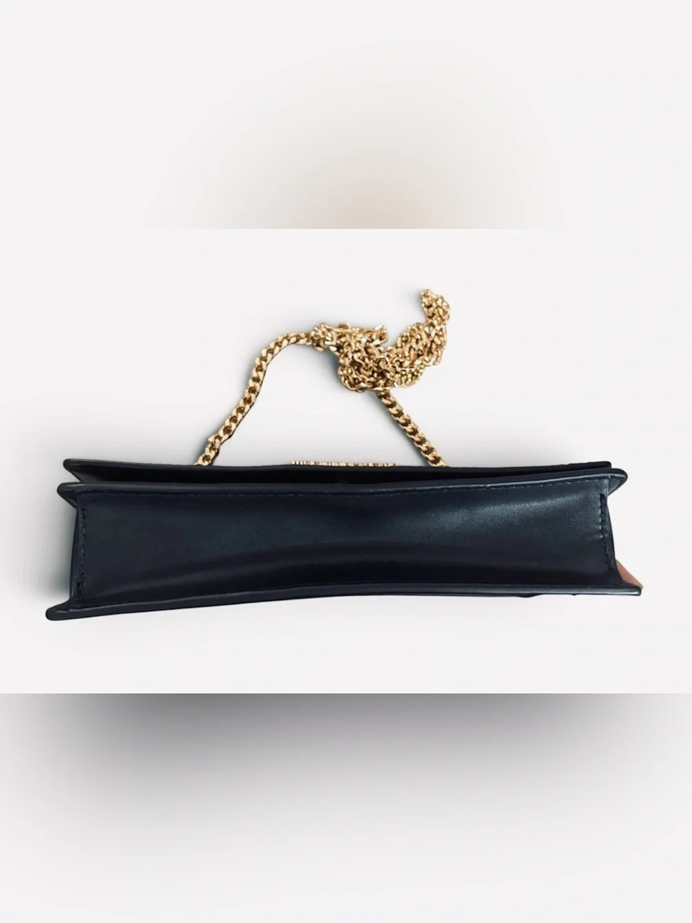 Michael Kors Jet Set Medium Black Woven Leather Crossbody with Gold Chain Strap